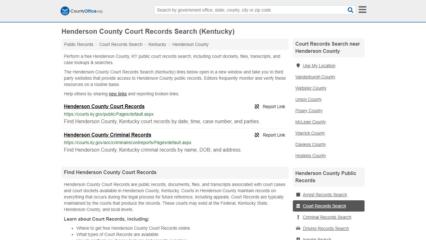 Court Records Search - Henderson County, KY (Adoptions ...